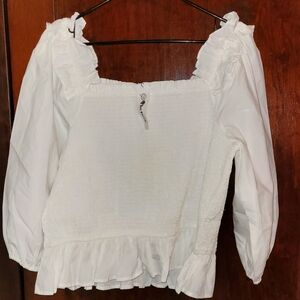 Nasty Gal White Ruffle Blouse